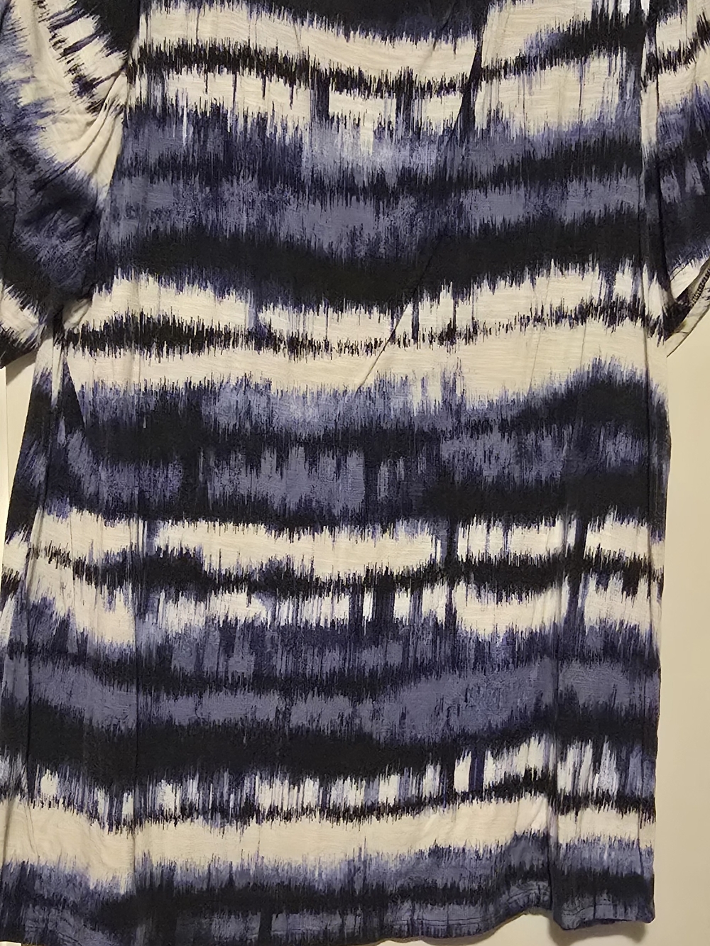 LuLaRoe Navy, Black and White Striped Tie-Dye Short Sleeve Top